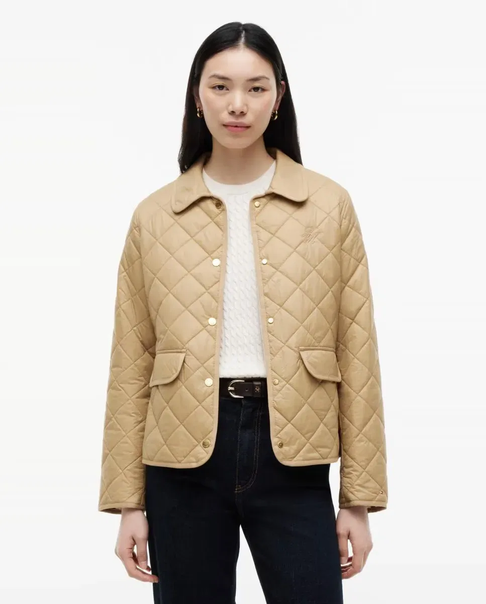 Женское стеганое пальто с ромбовидным узором Tommy Hilfiger, Camel