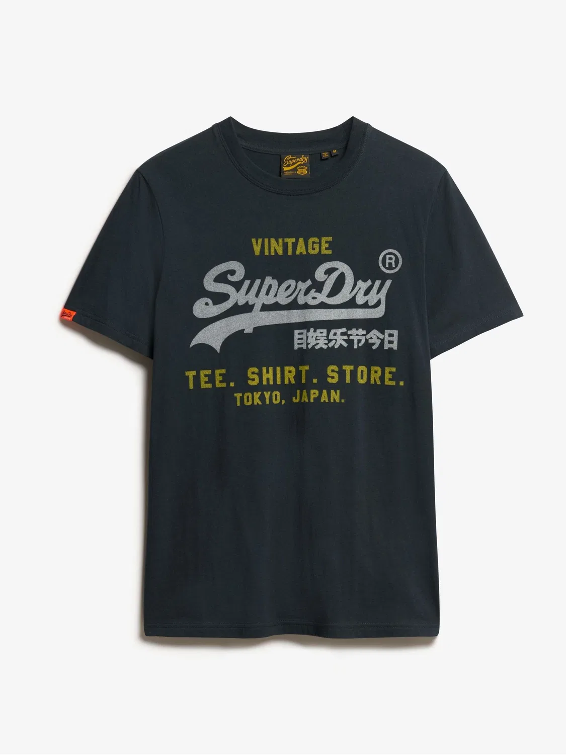 Футболка с вышивкой логотипа Superdry Vintage, синяя — фото 4