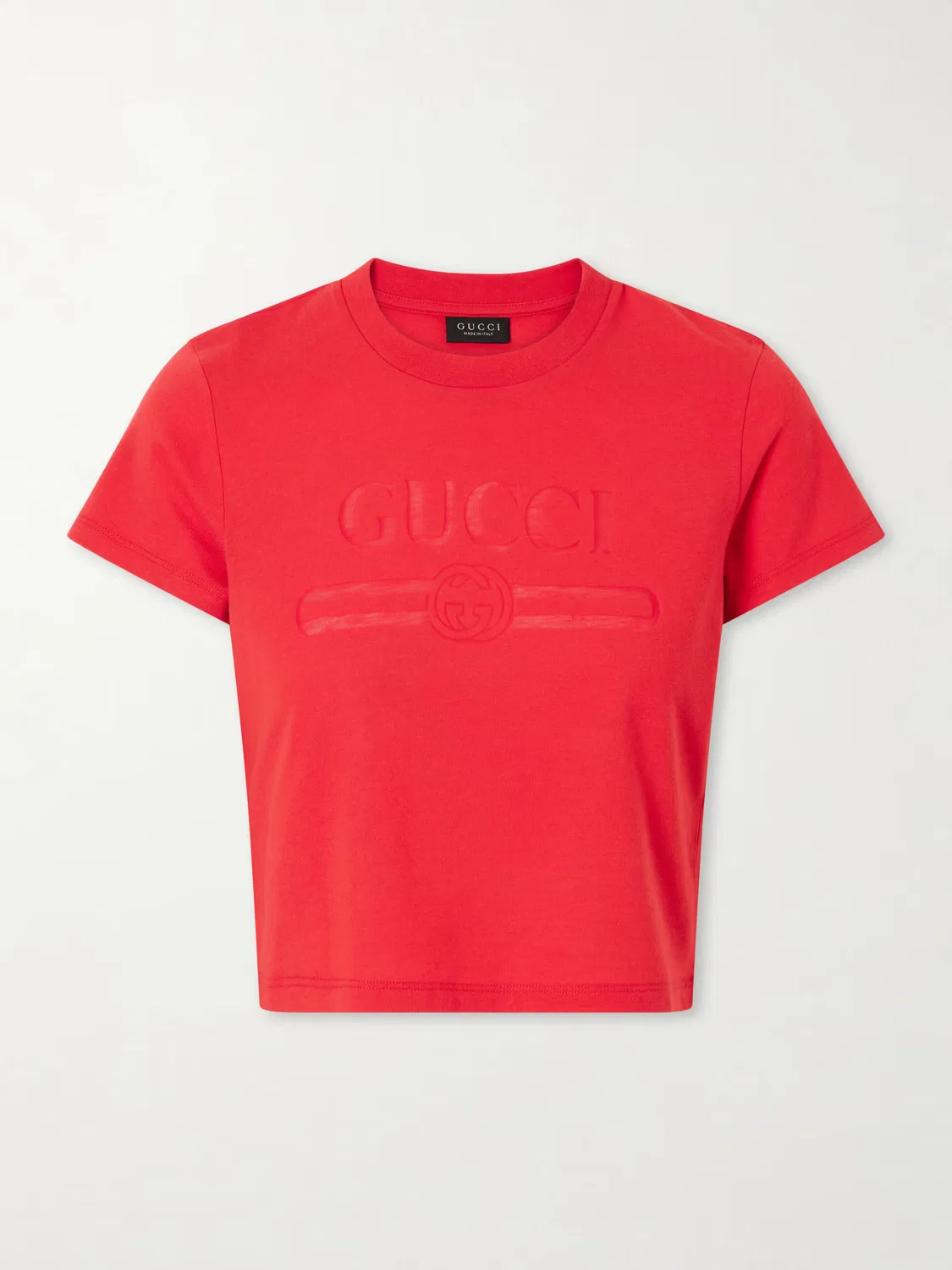 Футболка Gucci Укороченная с принтом, Хлопковая смесь, Красный