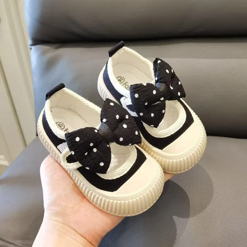 Детские туфли для девочек с бантом Casual Flats Zonkacen, Black — фото 2