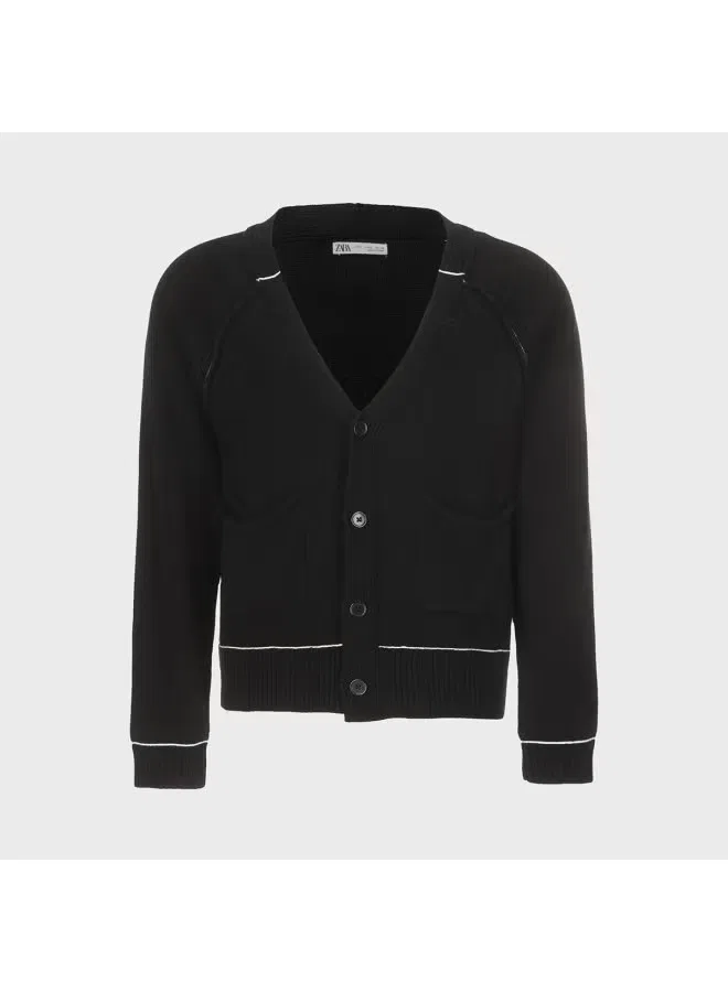 Кардиган свободного кроя хлопковый Zara, черный — фото 2