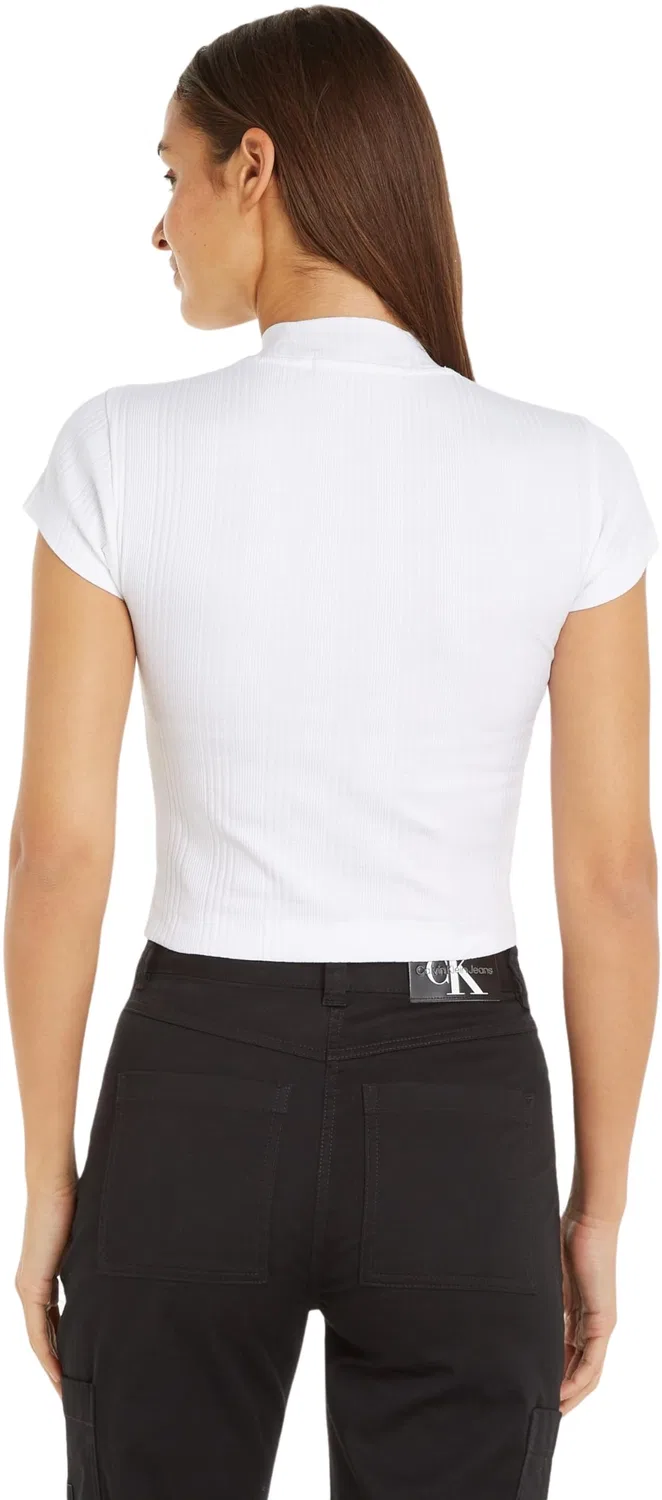 Женский топ с длинным рукавом Variegated Rib Half Zip Calvin Klein, Bright White — фото 2