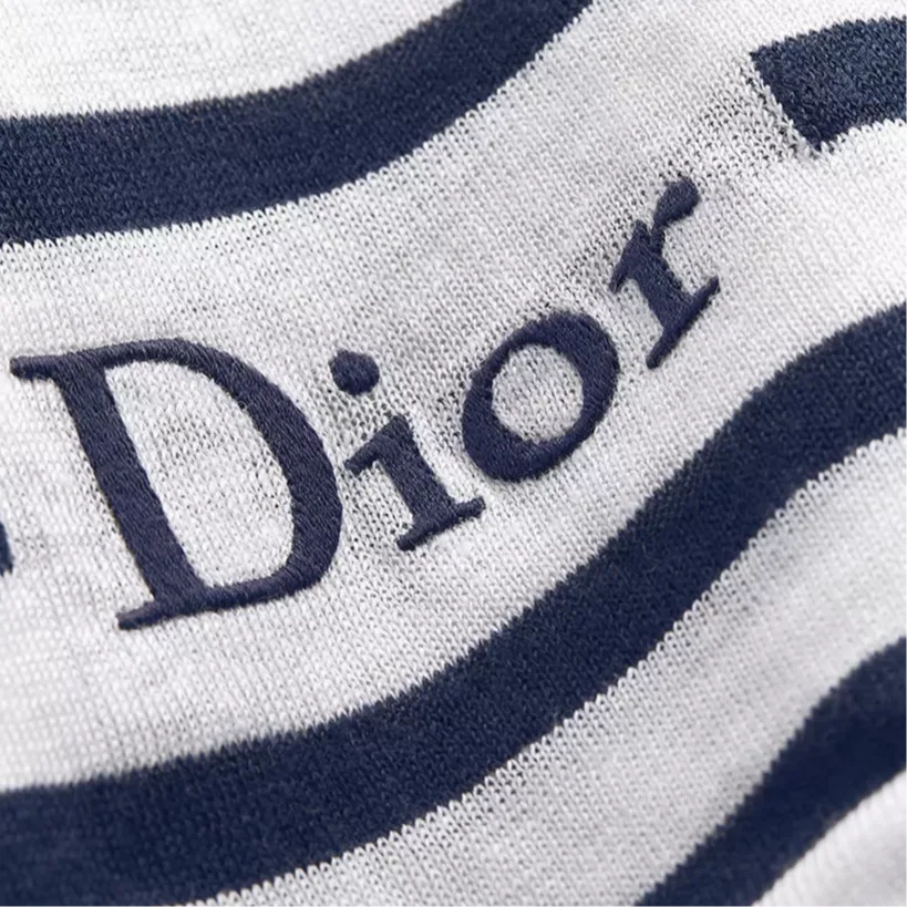 Женский свитер с круглым вырезом прямого кроя Marine Blue+Beige DIOR — фото 4