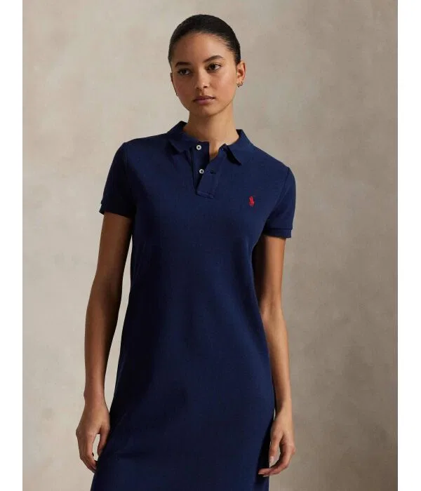 Женское платье-макси хлопковое Polo Ralph Lauren, Blu Marino — фото 3