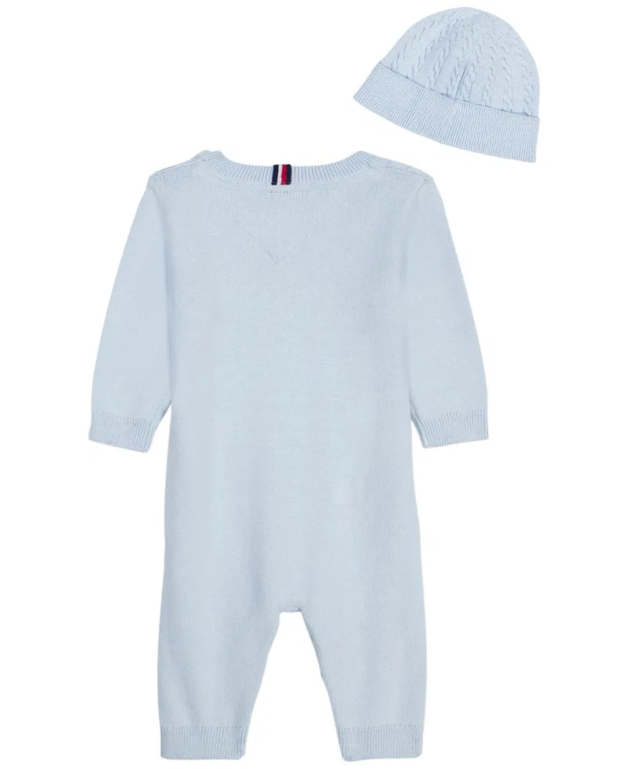 Детский вязаный комбинезон с шапкой, 2 предмета Tommy Hilfiger, Blue — фото 2
