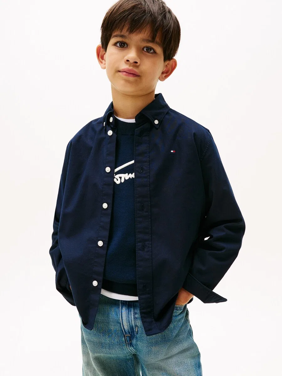 Рубашка на пуговицах TOMMY HILFIGER прямого кроя, модель 'Essential Regular Fit Button-down', цвет морской синий — фото 2