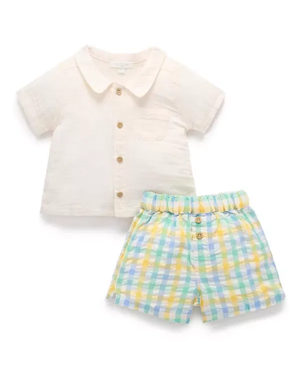 Детский комплект для мальчиков с коротким рукавом Purebaby, Multi Check