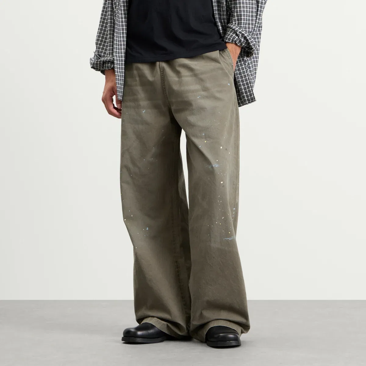 Штаны свободного кроя Plott Peached Light Cotton Twill Trousers Acne Studios, Dusty Green — фото 2