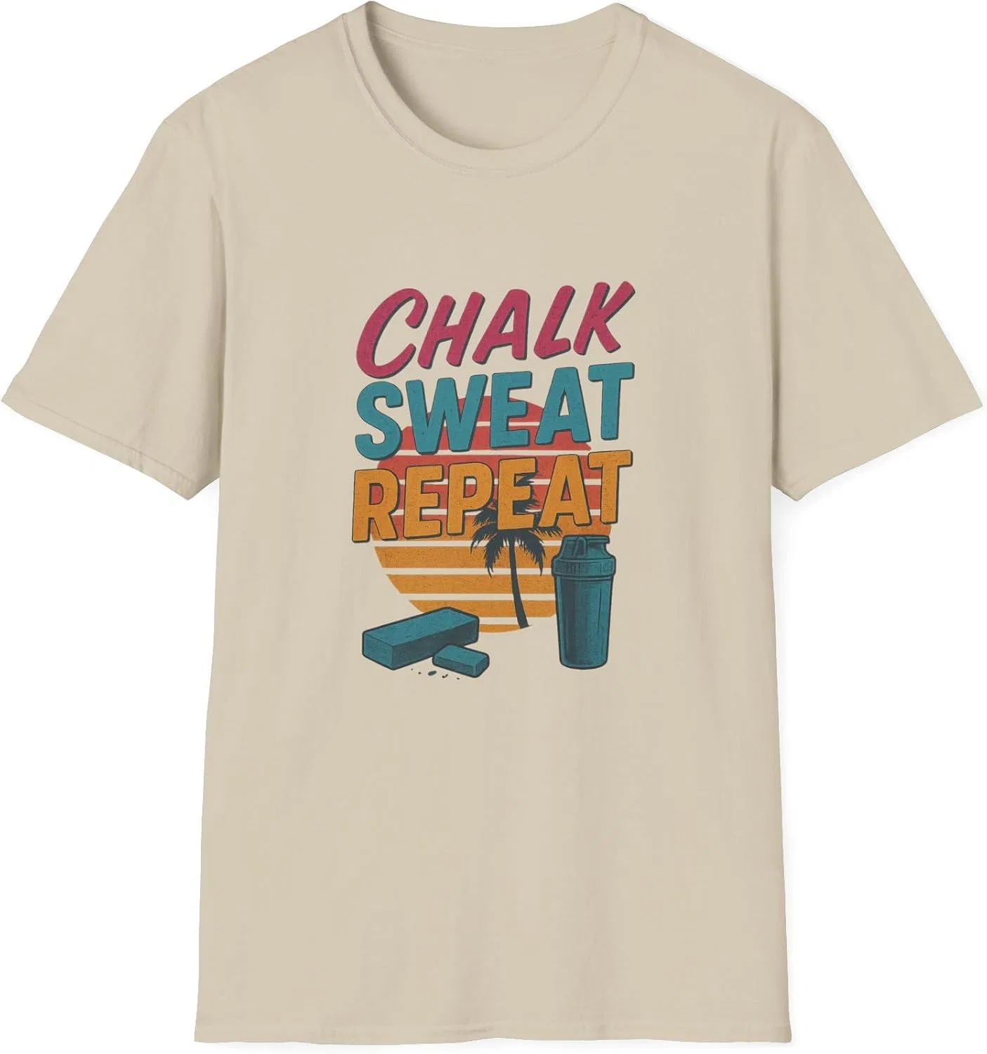 Унисекс футболка с надписью Chalk Sweat and Repeat Gildan 64000, Sand