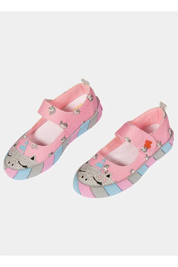 Детские балетки для девочек с принтом Unicorn Canvas 3d Girl Ballerina Sneakers Casabony, Pink — фото 2