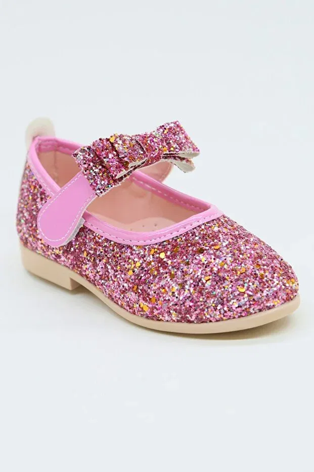 Детские балетки для девочек с блестками Bonita Bow Glitter Sirri, Pink — фото 2