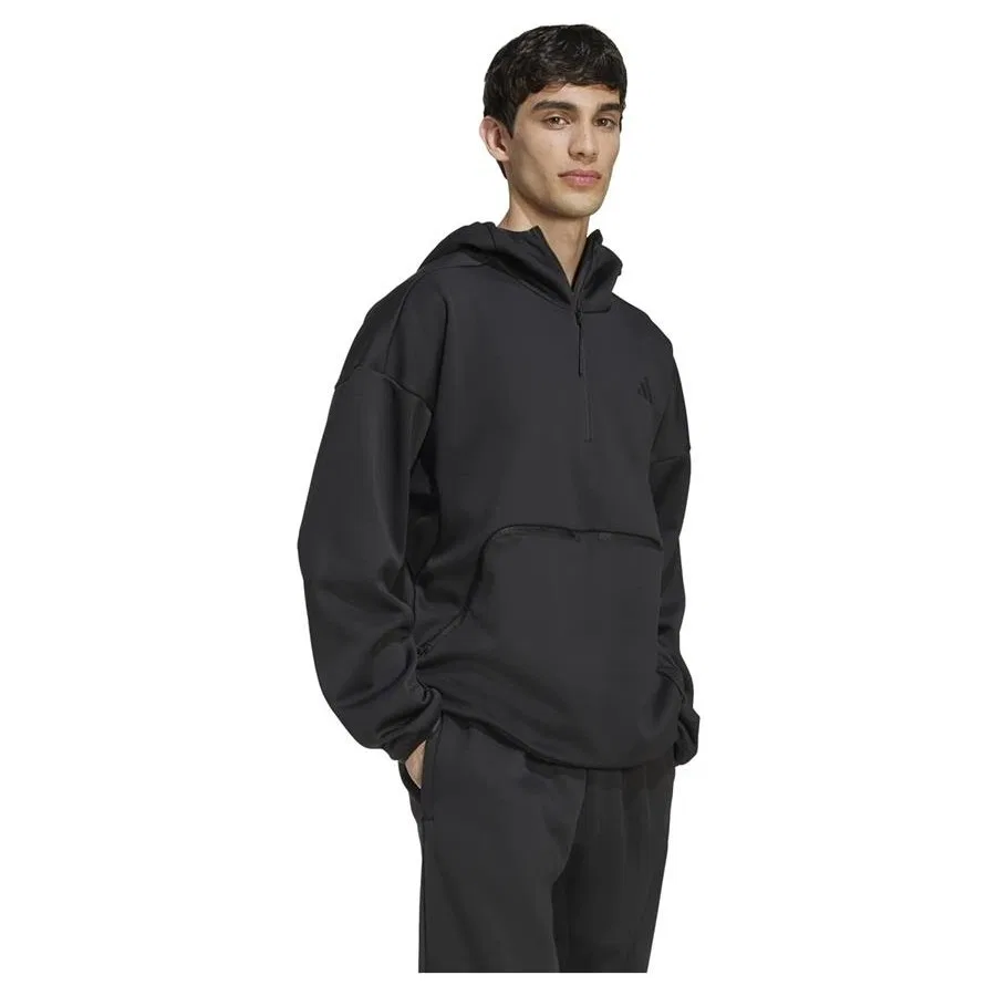 Мужской свитшот с капюшоном adidas CT SS HZ, Черный — фото 4