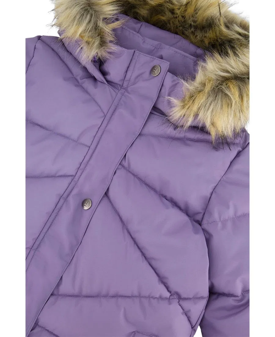 Детское зимнее пуховик-пальто с капюшоном, Diamond Quilting Deux par Deux, Violet — фото 3