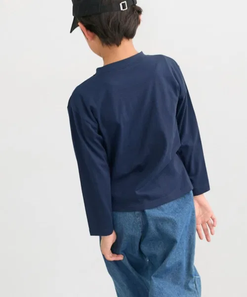 Детская футболка с длинным рукавомс защитой от загрязнений QUNTSTYLE, Navy — фото 4