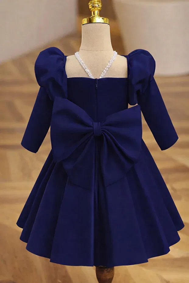 Детское платье для девочек с длинным рукавом Musgem, Navy Blue — фото 3