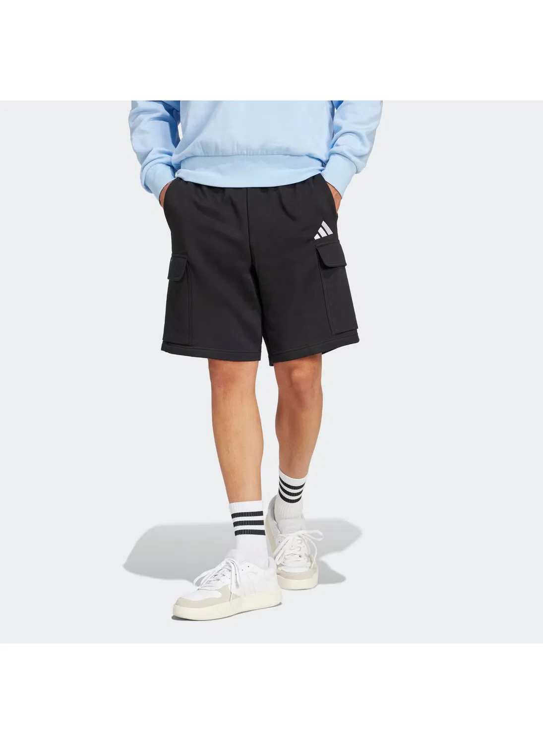 Шорты карго из футера с карманами Adidas, черный