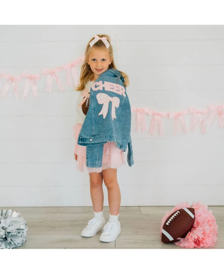 Джинсовая куртка с принтом и бантом, модель Cheer Bow Patch Sweet Wink, Denim — фото 3