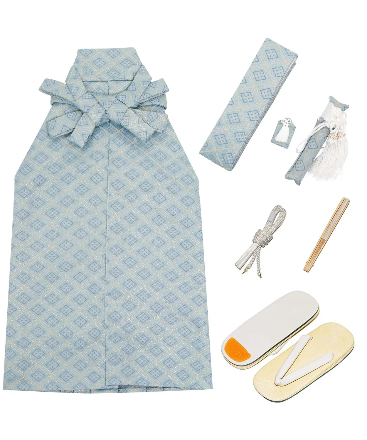 Детский комплект для кимоно с хакама, 7 предметов KYOETSU, Grayish Blue
