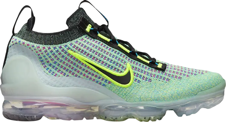 Кроссовки Nike Air VaporMax 2021 Flyknit Next Nature GS 'Volt Photo Blue', зеленый — фото 2