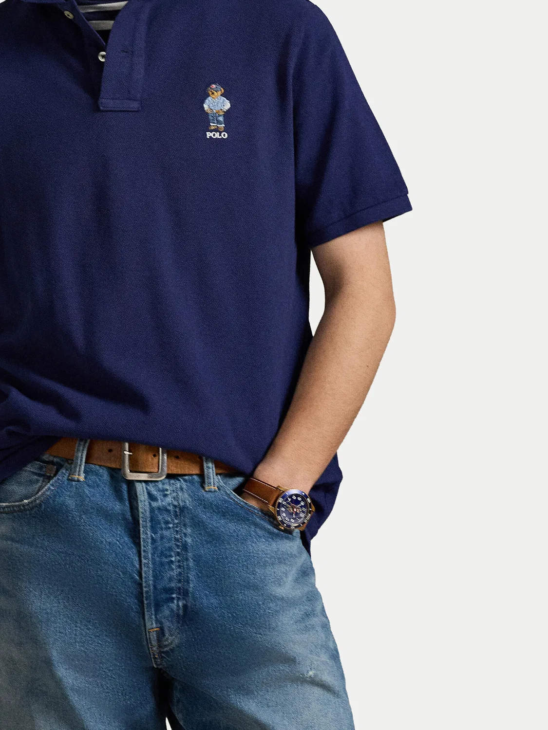 Мужское поло классического кроя Polo Ralph Lauren, темно-синий — фото 3