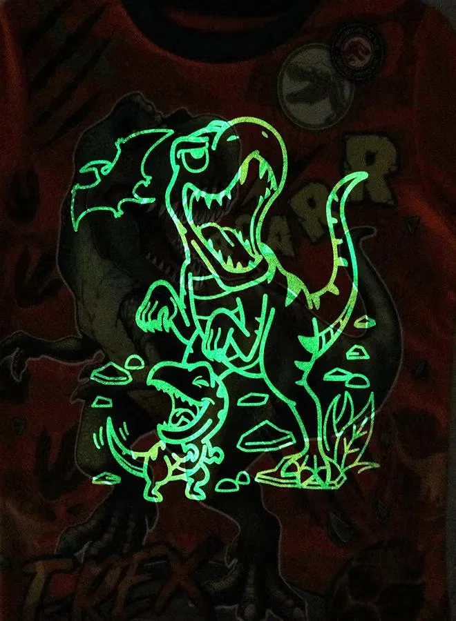 Пижама светящаяся в темноте с принтом T-Rex Babyqlo, мультиколор — фото 3