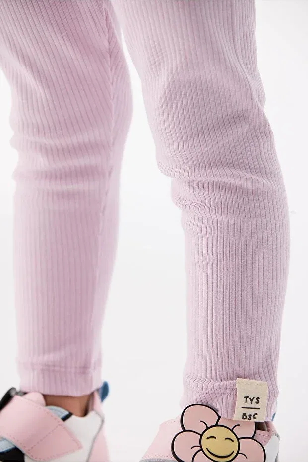 Детские леггинсы для девочек хлопковые Bg store baby girl lilac Tyess Basic, Lila — фото 3