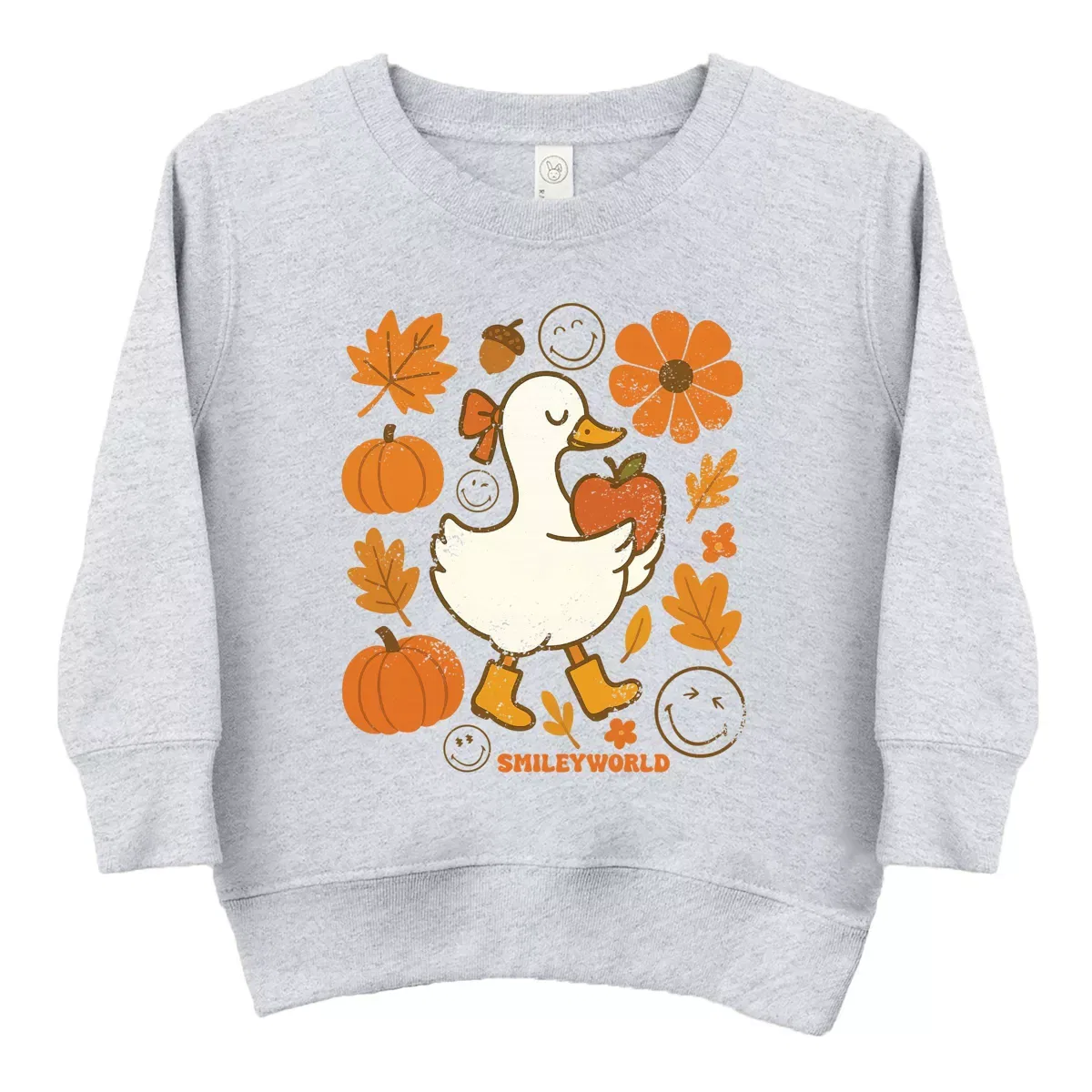 Детский свитшот с принтом SmileyWorld Goose Autumn The Juniper Shop, Heather Grey