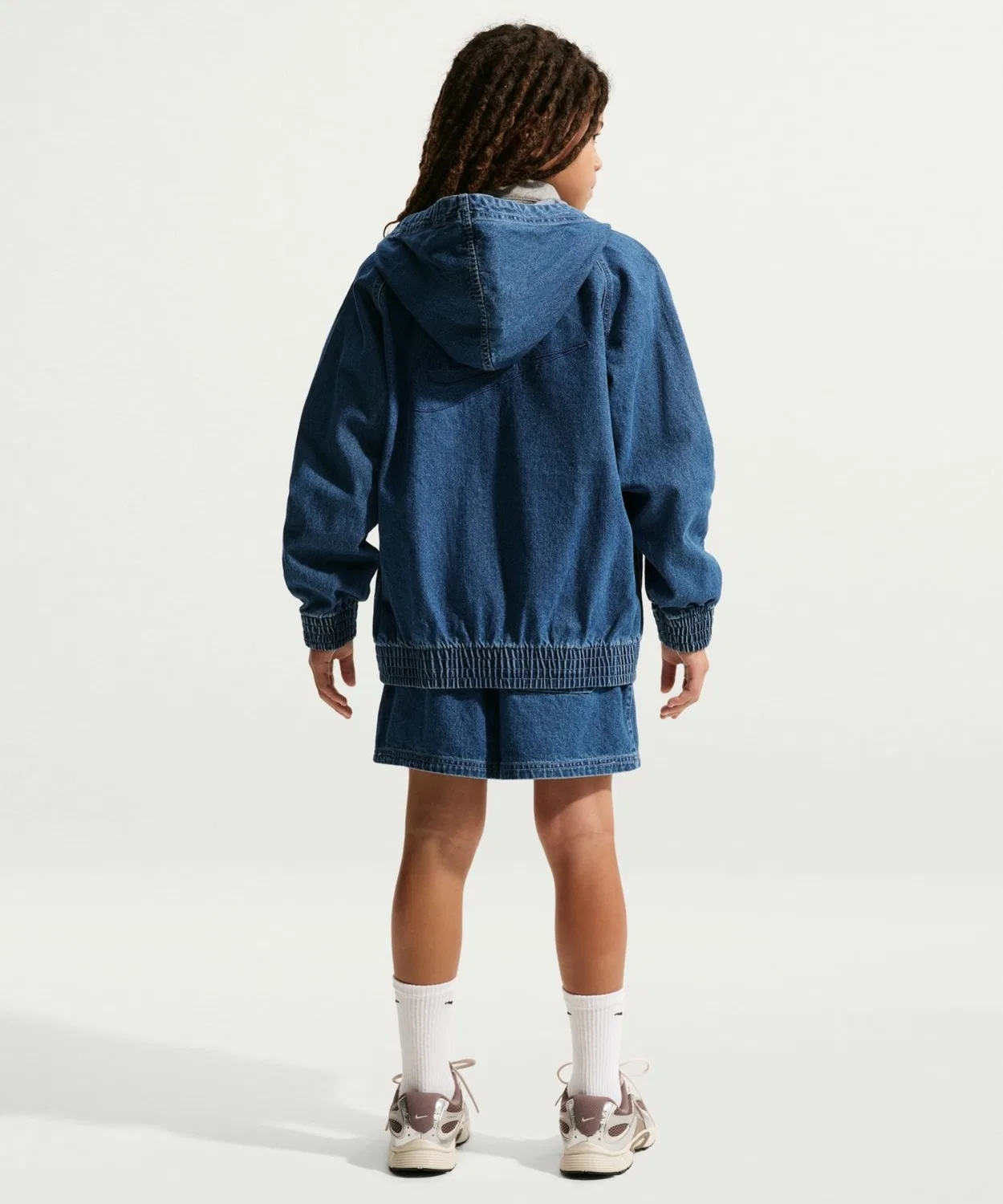 Детские джинсовые шорты с логотипом NIKE, Navy — фото 4
