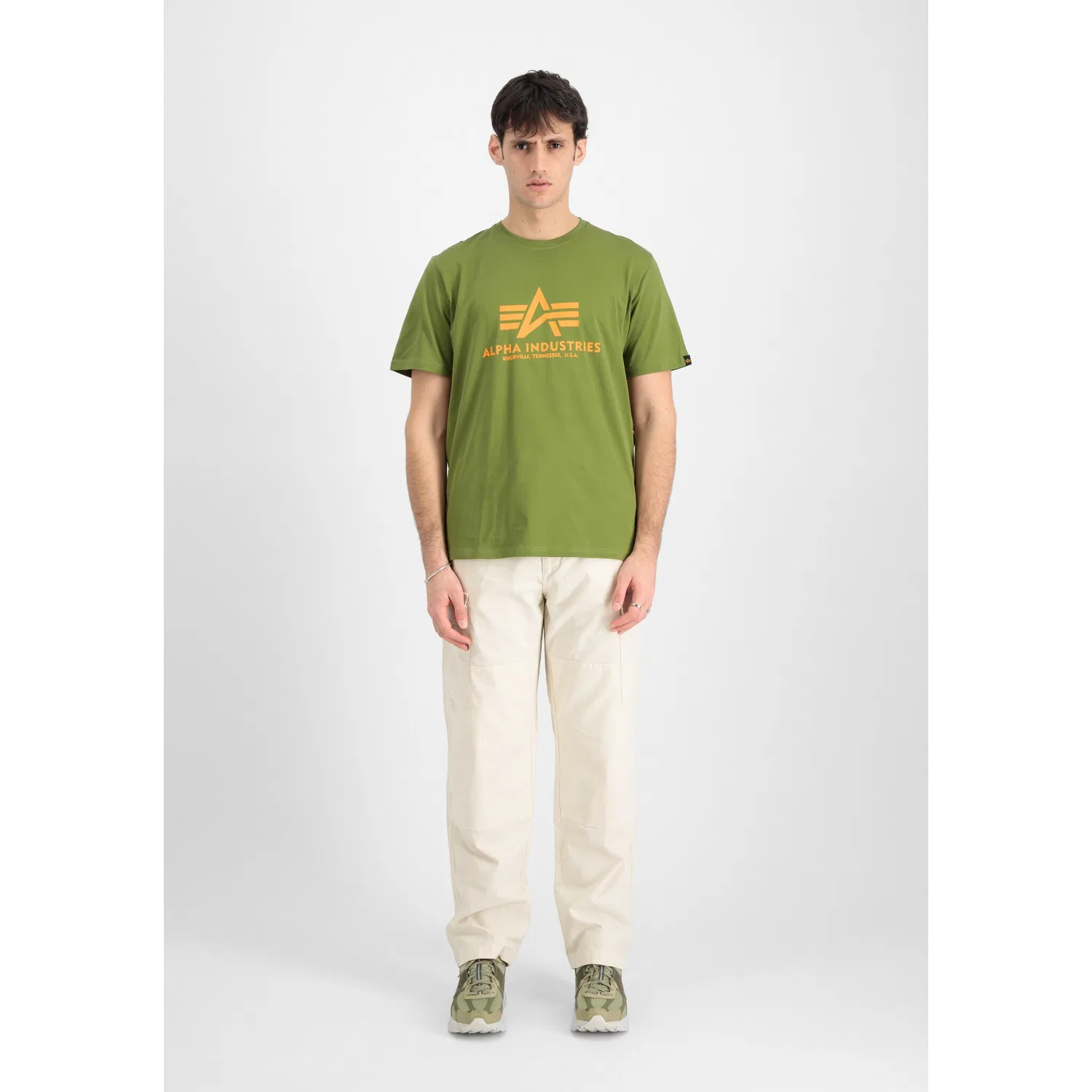 Детская хлопковая футболка Regular Fit Alpha Industries, Moss Green — фото 3