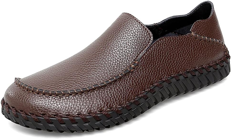 

Мужские лоферы Maylrvjv, слипоны, повседневные кожаные туфли, удобные мягкие гибкие обувь, на плоской подошве, коричневый