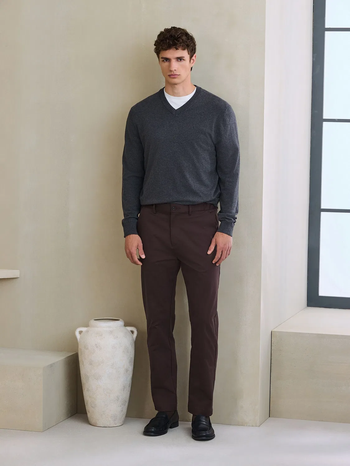 Брюки чинос Slim Fit N. Premium Smart Cotton TENCEL Lyocell Blend Next, шоколадный — фото 2