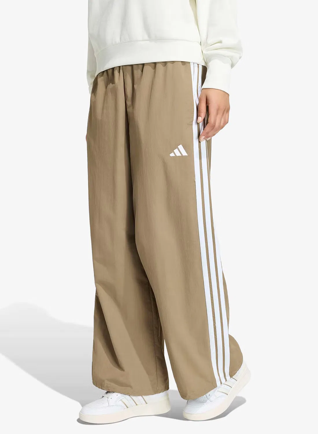 Брюки спортивные свободного кроя с кулисками 3-Strpes iconic woven Adidas, хаки