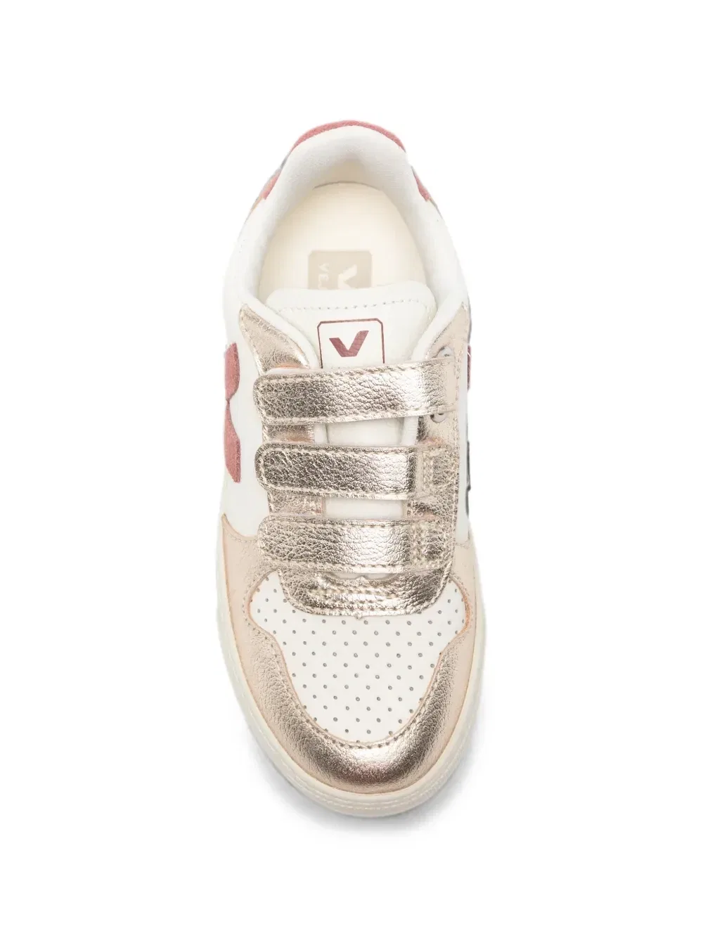 Маленькие кожаные кроссовки V-10 на липучках Veja Kids, белый — фото 3
