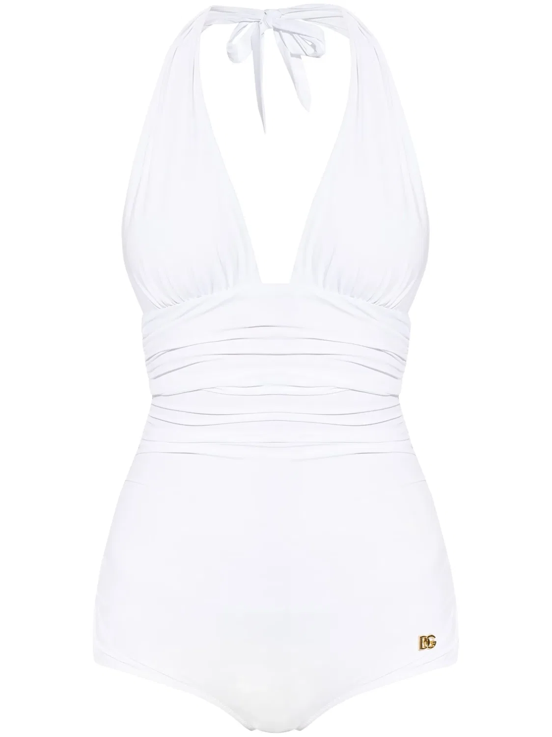 Купальник с глубоким вырезом Dolce & Gabbana, белый