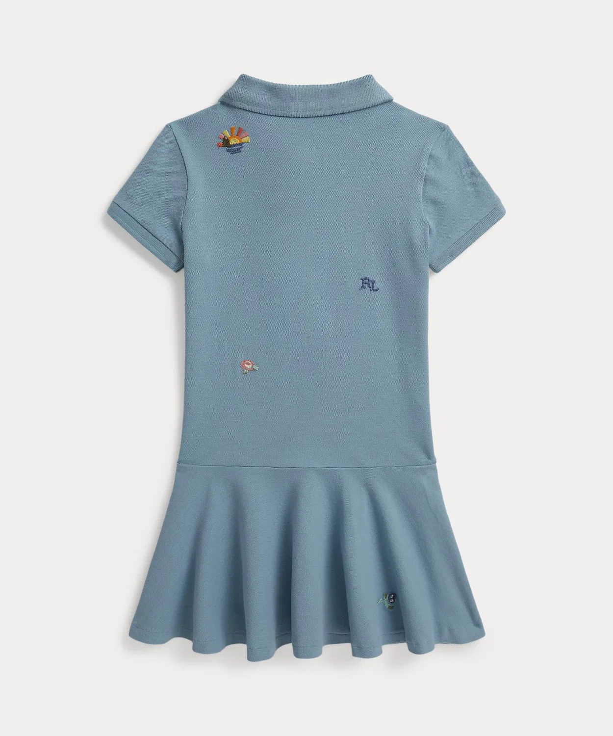 Детское платье-поло из стрейч-меша с вышивкой Camping Lake Days POLO RALPH LAUREN CHILDRENSWEAR, Blue — фото 2