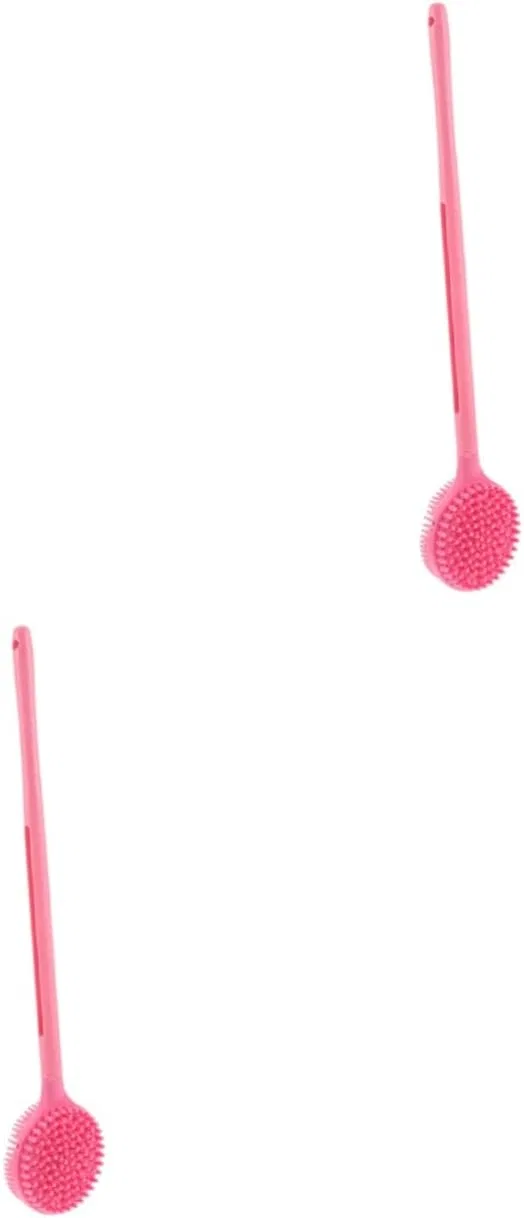 Щетка для душа силиконовая с длинной ручкой POPETPOP, 2 шт, 40x8 см, Розовый