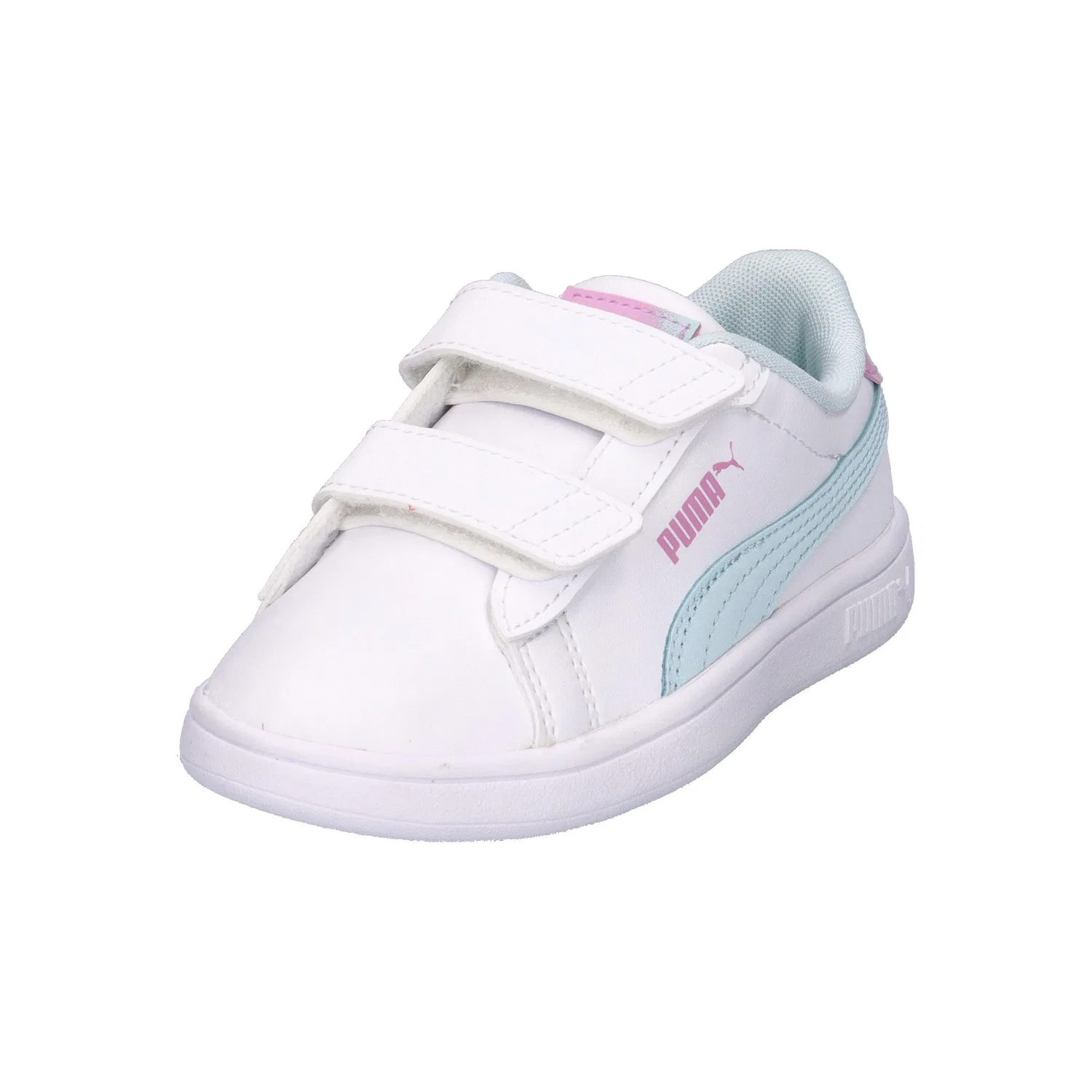Детские кроссовки для девочек с принтом Smash 3.0 Faded Glow V PS Puma, Weiss Pastellblau Magentapink — фото 4