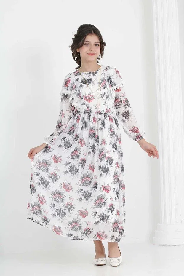 Детское платье для девочек с принтом Asortix, Black Floral — фото 3
