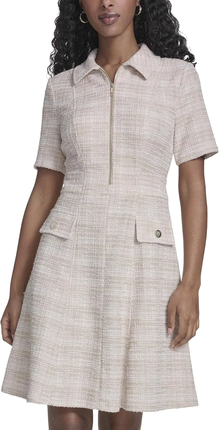 Женское платье-футляр с воротником и застежкой-молнией Tommy Hilfiger, Khaki/Ivory