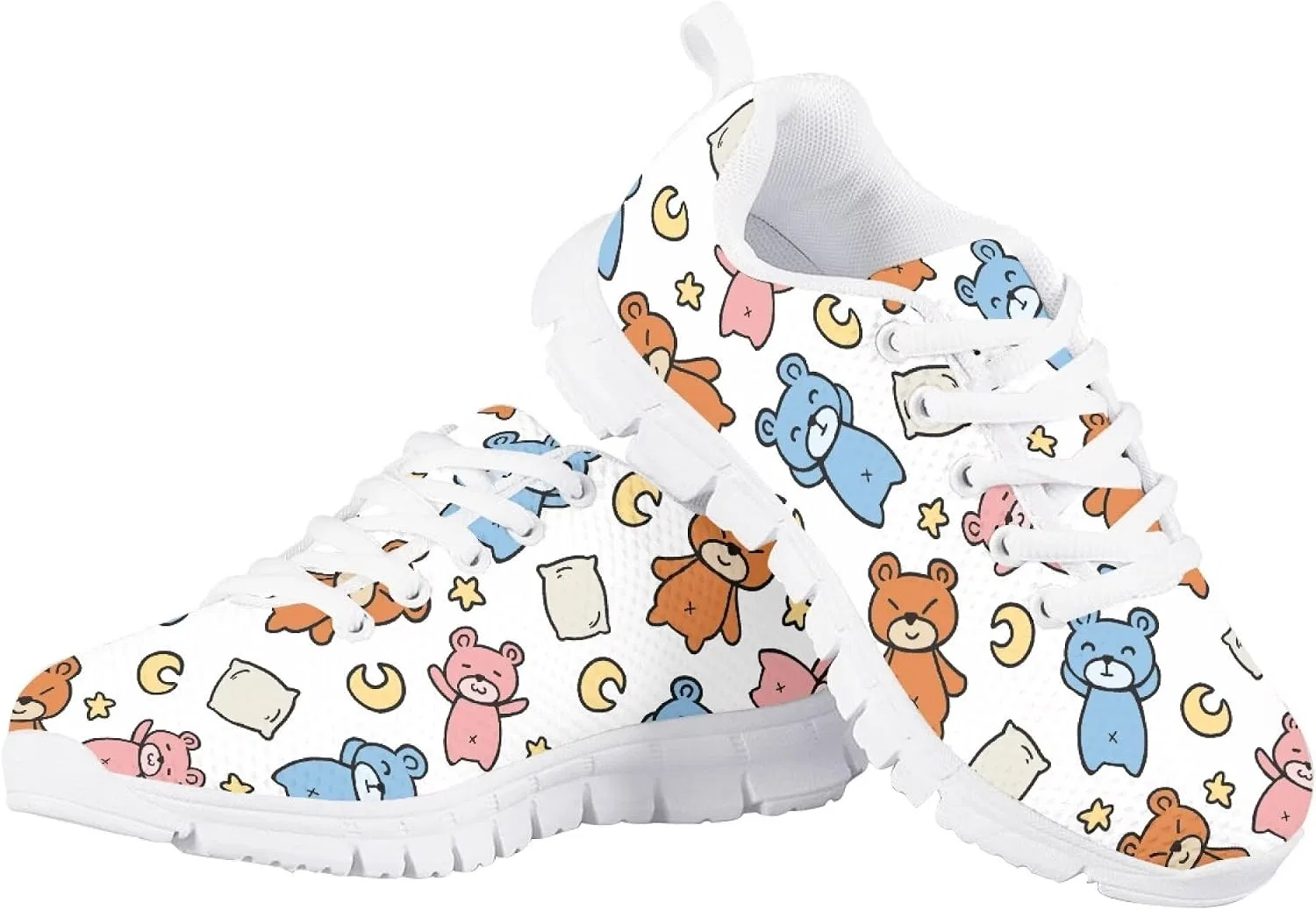 Детские кроссовки для девочек с принтом Fowototi, White Cute Bear