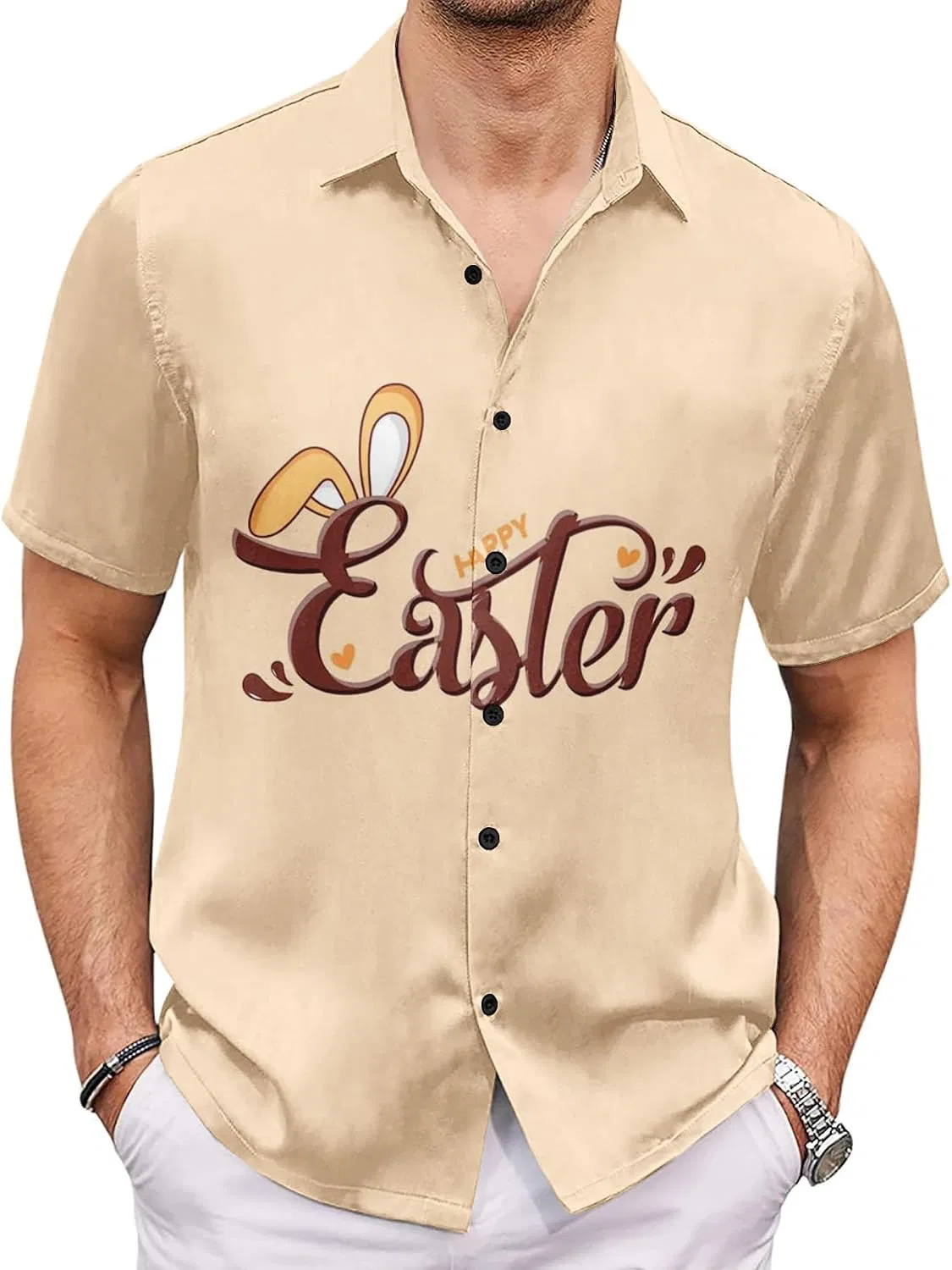 Мужская рубашка с коротким рукавом, с принтом Happy Easter, Happy Easter