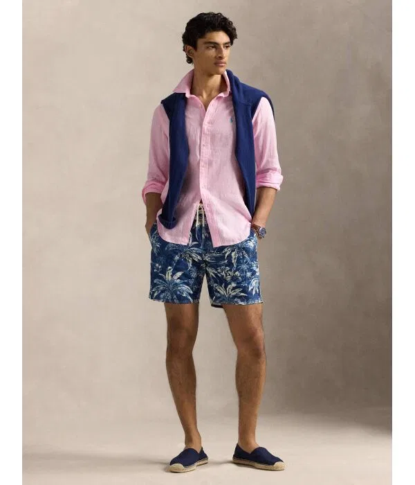 Мужская льняная рубашка с длинным рукавом Custom Fit Polo Ralph Lauren, Rosa — фото 2