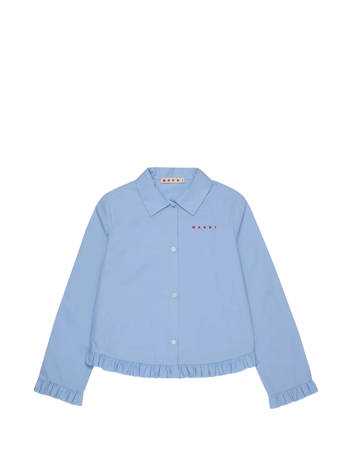 Футболка с вышитым логотипом и оборками Marni Kids, синий