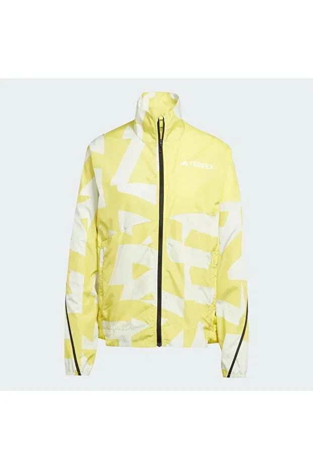 Женская ветровка с длинным рукавом Terrex multi printed wind jacket Adidas, Pure Sulfur / Linen Green — фото 3