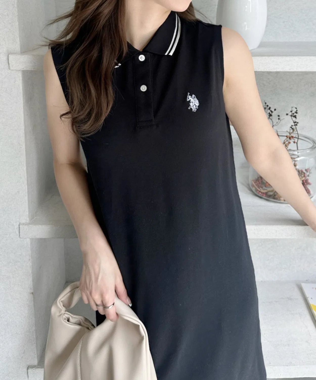Женское платье-поло без рукавов I-силуэта U.S. POLO ASSN., Черный