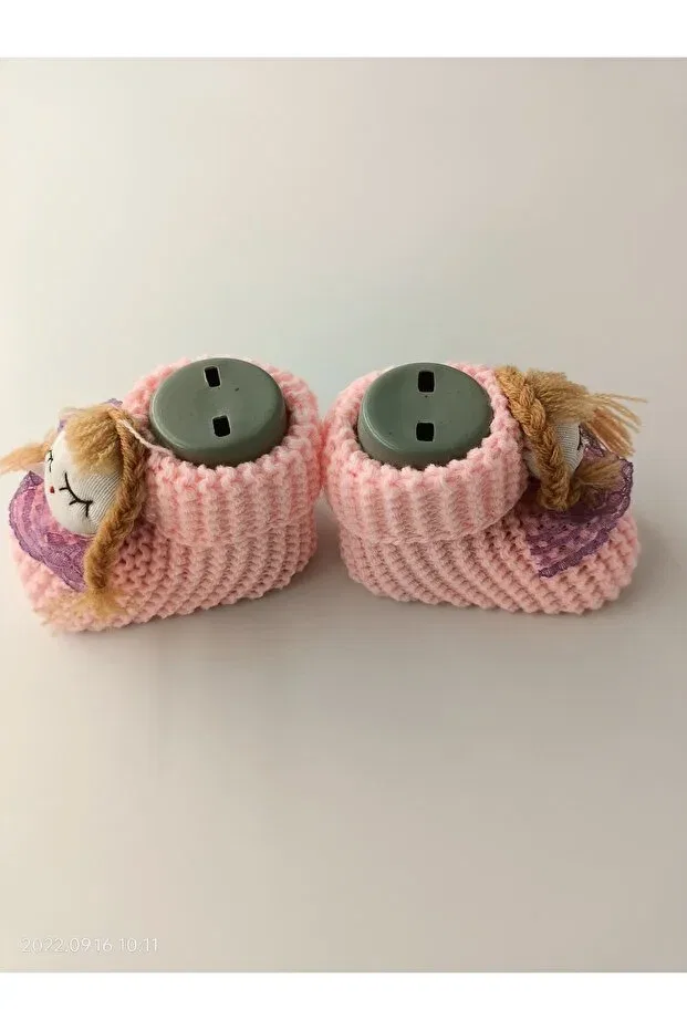 Детские пинетки для девочек вязаные Nayinoms, Light Pink — фото 3
