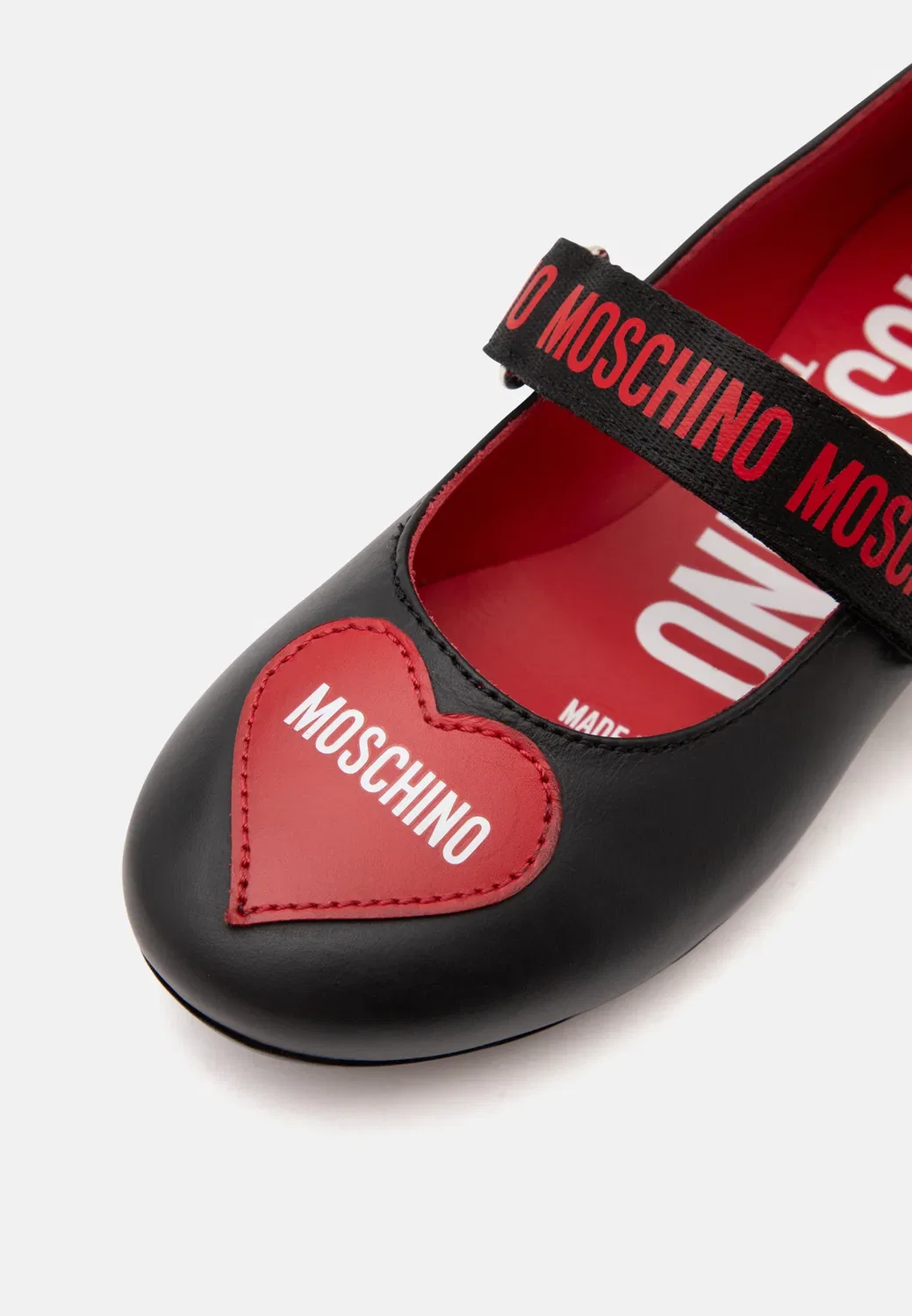 Балетки с ремешком на щиколотке Moschino, Black/Red — фото 3
