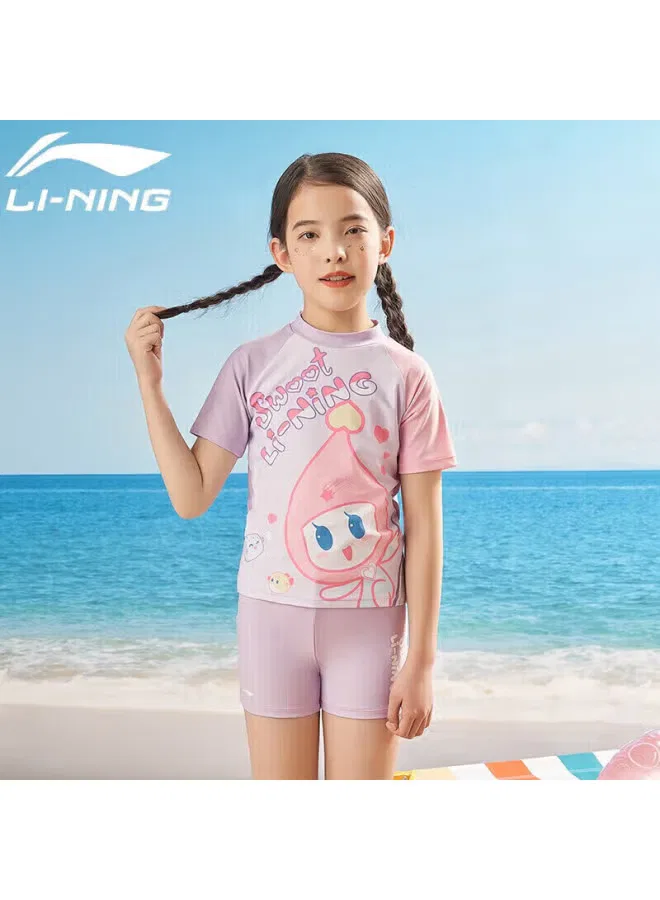 Купальник детский спортивный с мультяшным принтом 903 Li-Ning, лавандовый — фото 3