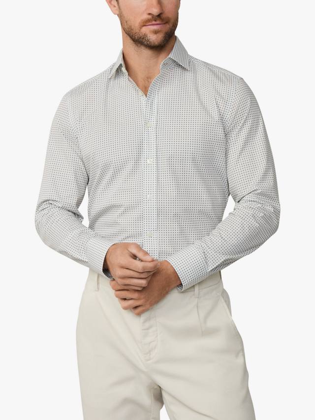 

Хлопковая рубашка с длинным рукавом и принтом фуляр Hackett London, Laurel Green