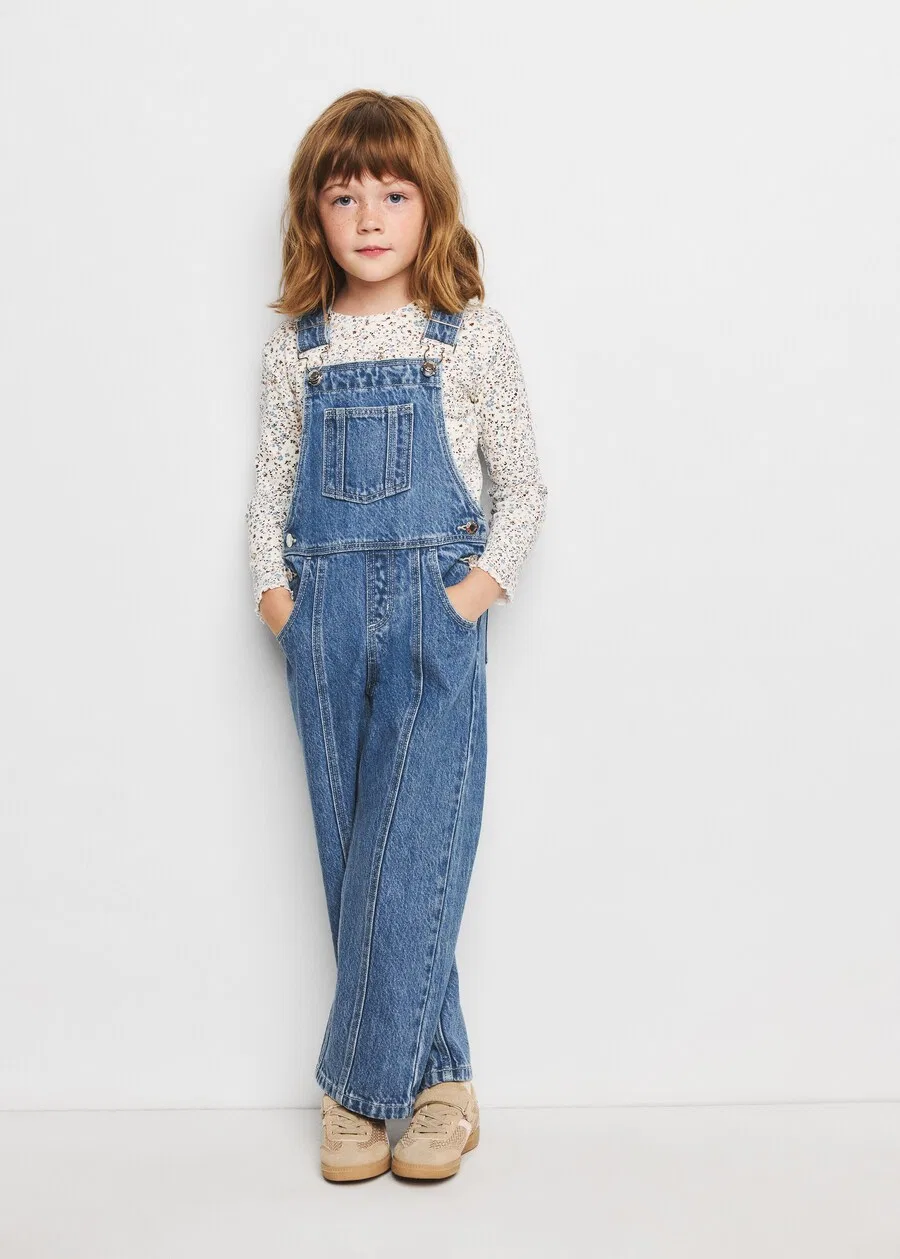 Детский комбинезон MANGO KIDS Regular Overalls 'EMILLE' из синей джинсовой ткани — фото 2